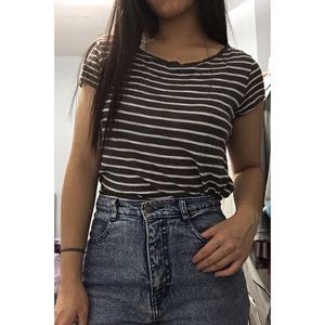 grey & white striped top